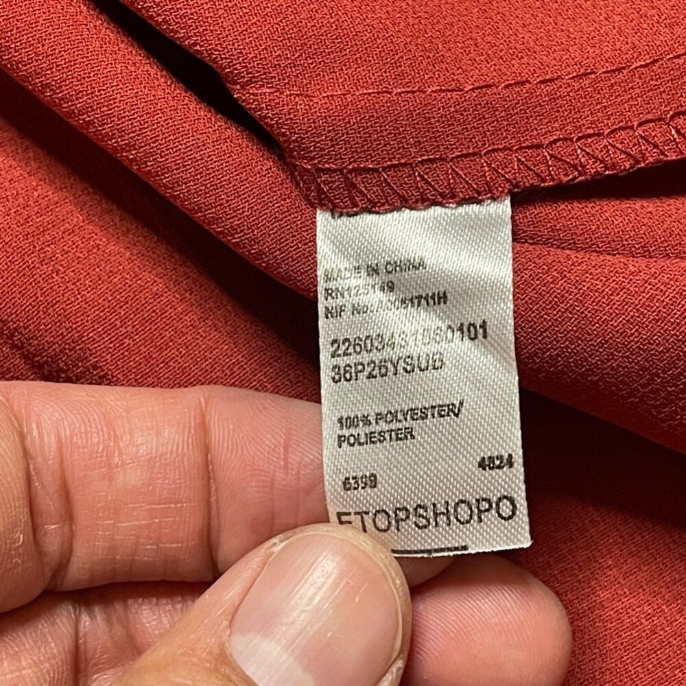 Topshop Womens Romper Playsuit Orange Pleated Jewel Neck Cap Sleeve Short 2 New - Picture 8 of 11